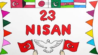 23 Nisan ile ilgili çizimler - 23 Nisan özel çizim - 23 Nisan çizimleri