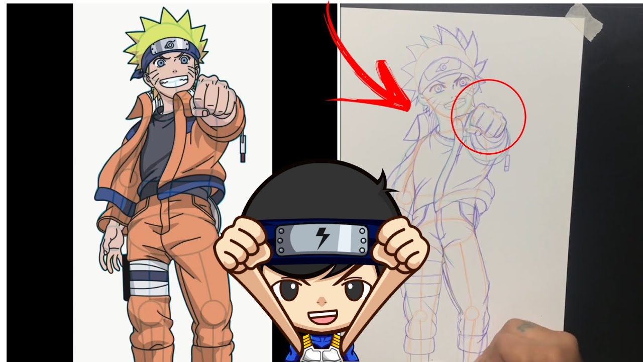 Como desenhar o Naruto Uzumaki versão shippuden corpo inteiro