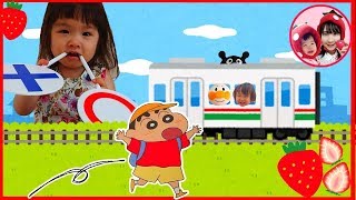 電車でお出かけ♪　〇×クイズもあるよ❤　アンパンマン　クレヨンしんちゃん　しまじろう　おもちゃ　わくわくおでかけ　めばえ７月号　寸劇　しつけ　教育　絵本