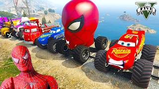 GTA V SPIDER-MAN Motorcycle Mega Ramp Race vs Super Cars | GTA 5 Superheroes Mods screenshot 4