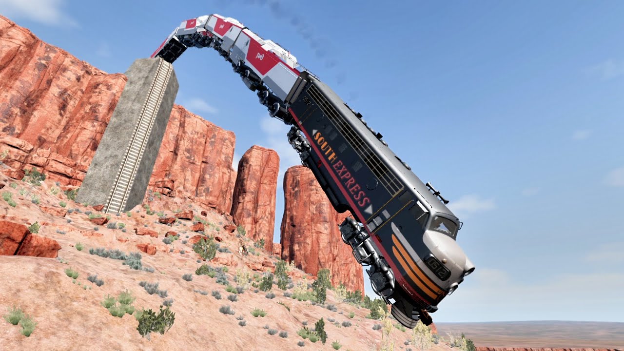 Train and the Giant Crash #1   Cars and Trains   BeamNG Drive