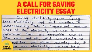 [Watch Now] A Call For Saving Electricity Essay In English | An English Essay on Saving Electricity