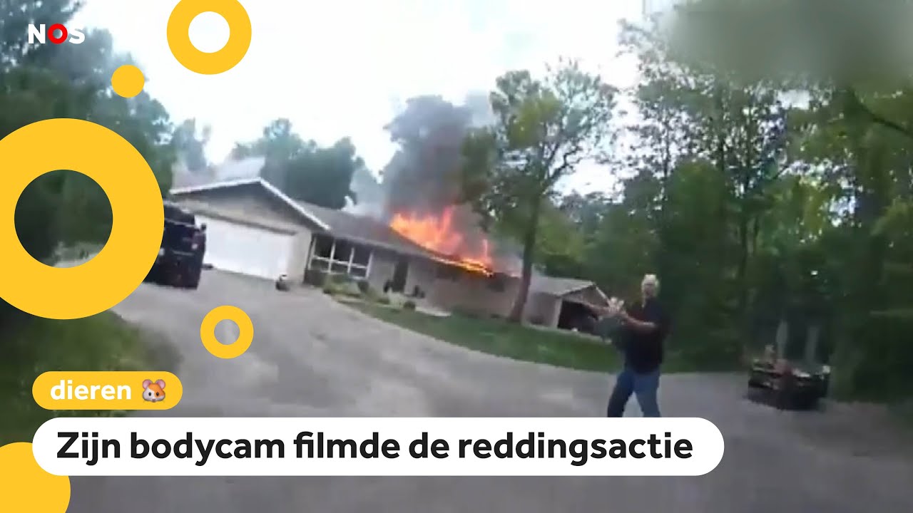 Agent redt hond uit brandend huis