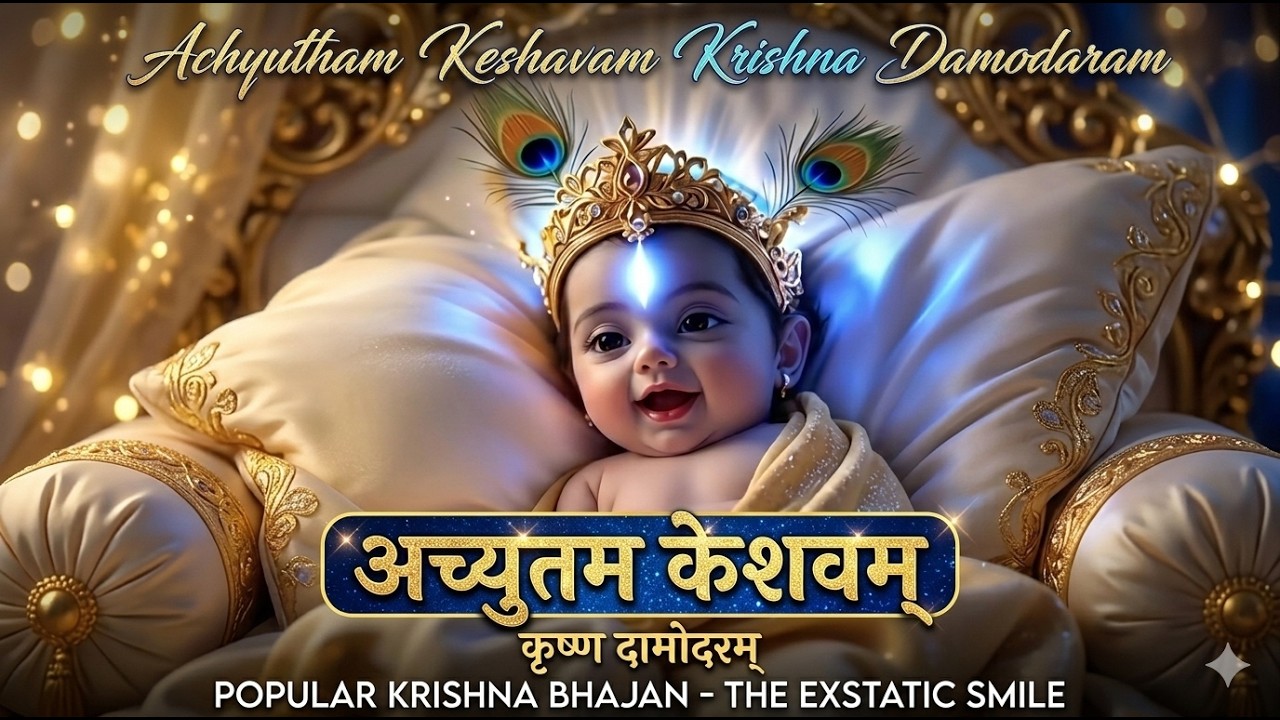 Achyutham Keshavam Krishna Damodaram 🙏 | Krishna Bhajan | Peaceful Devotional Song #krishnabhajan