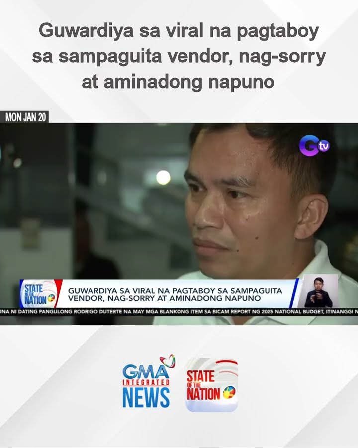 Guwardiya sa viral na pagtaboy sa sampaguita vendor, nag-sorry at aminadong napuno | SONA