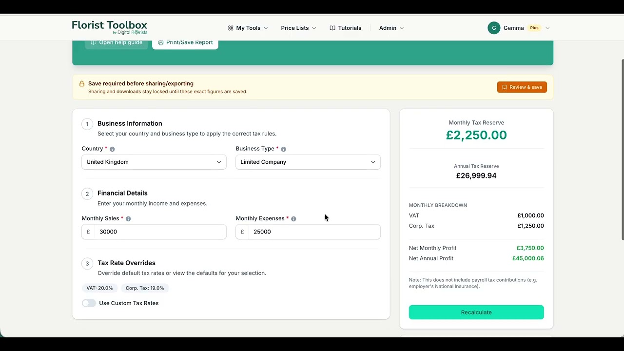Video walkthrough of the Tax Reserve Calculator