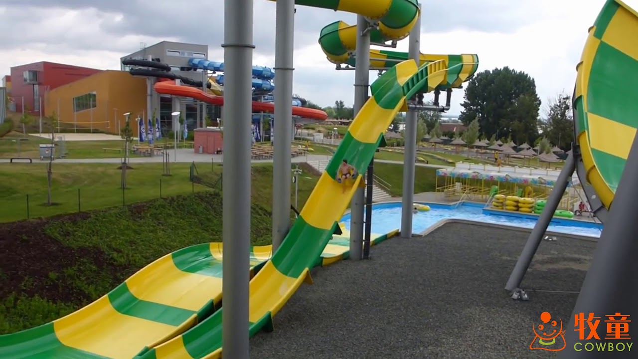 Boomerango swing slide from professional water park manufacturer cowboy water park