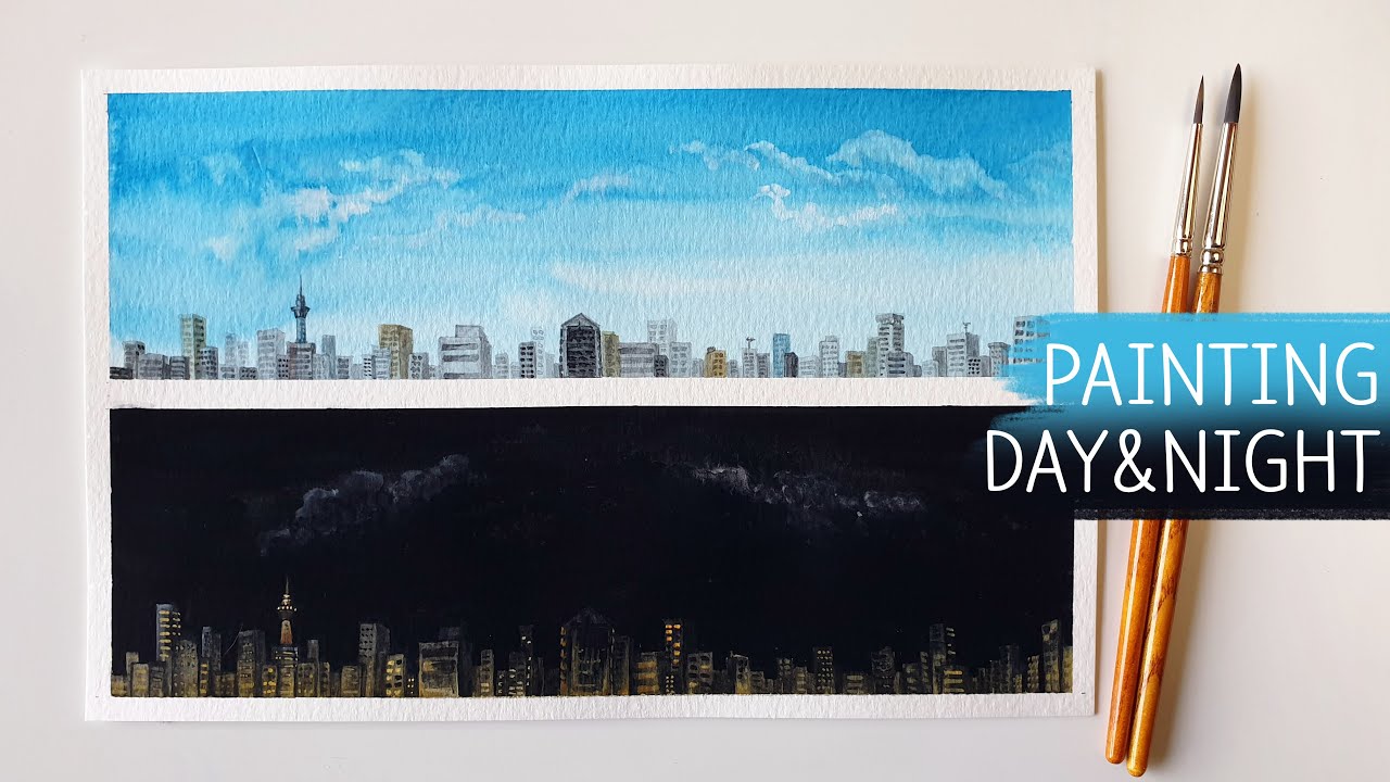Daily Watercolor Painting / Day & Night Painting / Day And Night ...