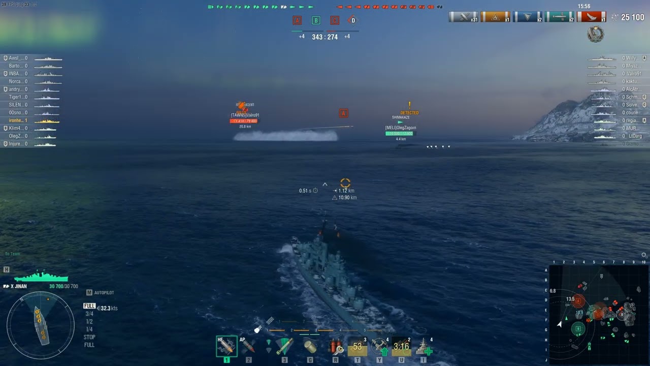 World Of Warships Random Battle Gameplay With JINAN