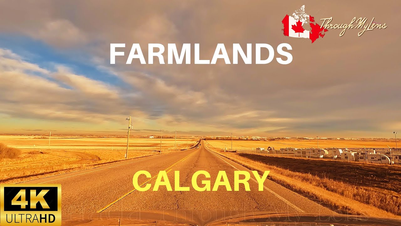 Beautiful Sunny Day Drive through farmlands in Balzac, Calgary.