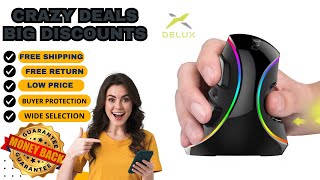 Delux M618 Plus Ergonomics Vertical Gaming Mouse 6 Ons 4000 Dpi Rgb Wiredwireless Right Hand