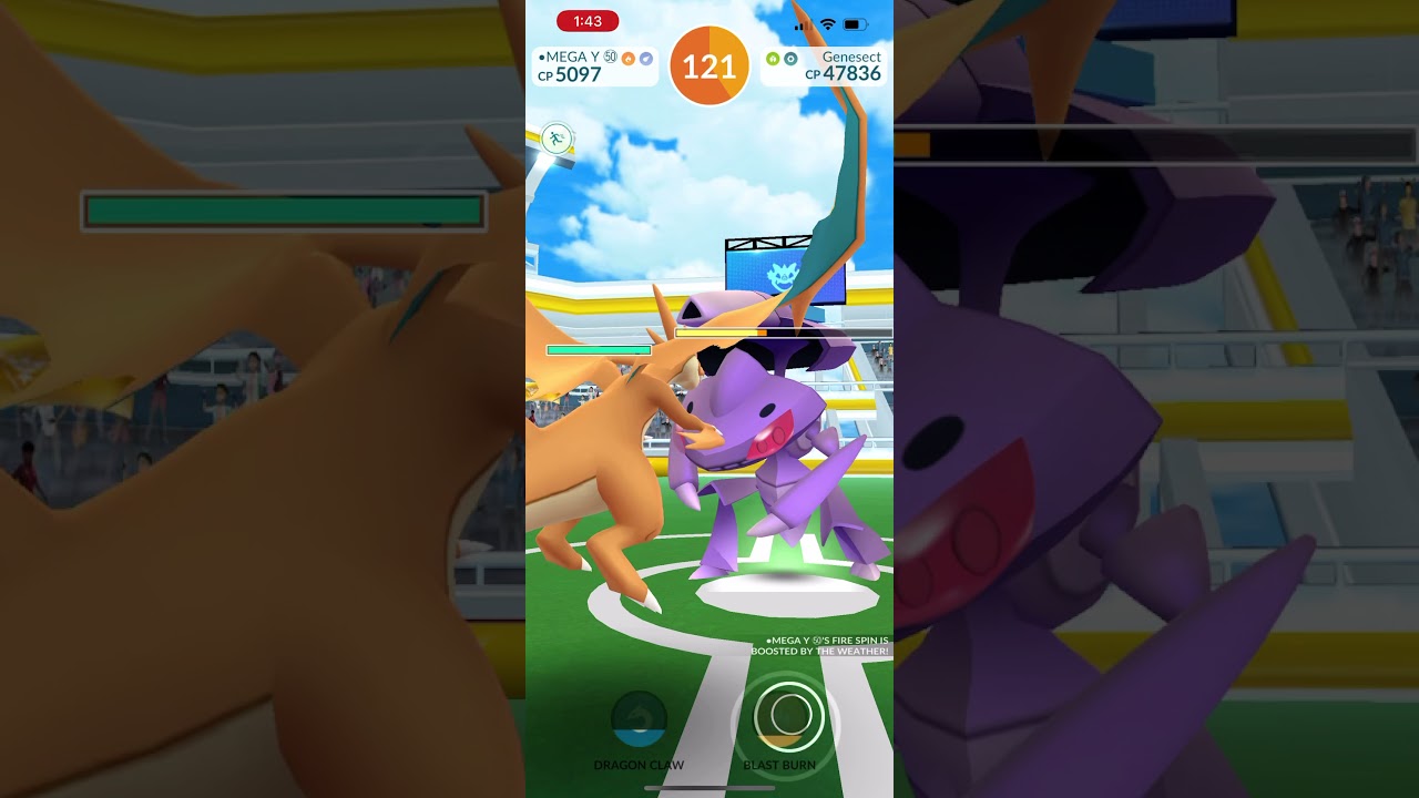 GENESECT SOLO! 1 on 1: Mega Charizard vs Genesect Douse Drive (33 seconds remaining)