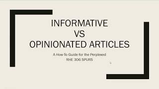 Informative vs Opinion Articles Part I News