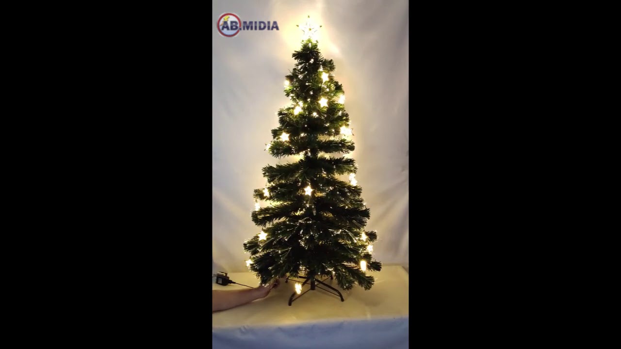 Arvore de Natal Fibra Ótica 1 metro 50 cm Natalino Branco Quente Decoração  com Estrela Led