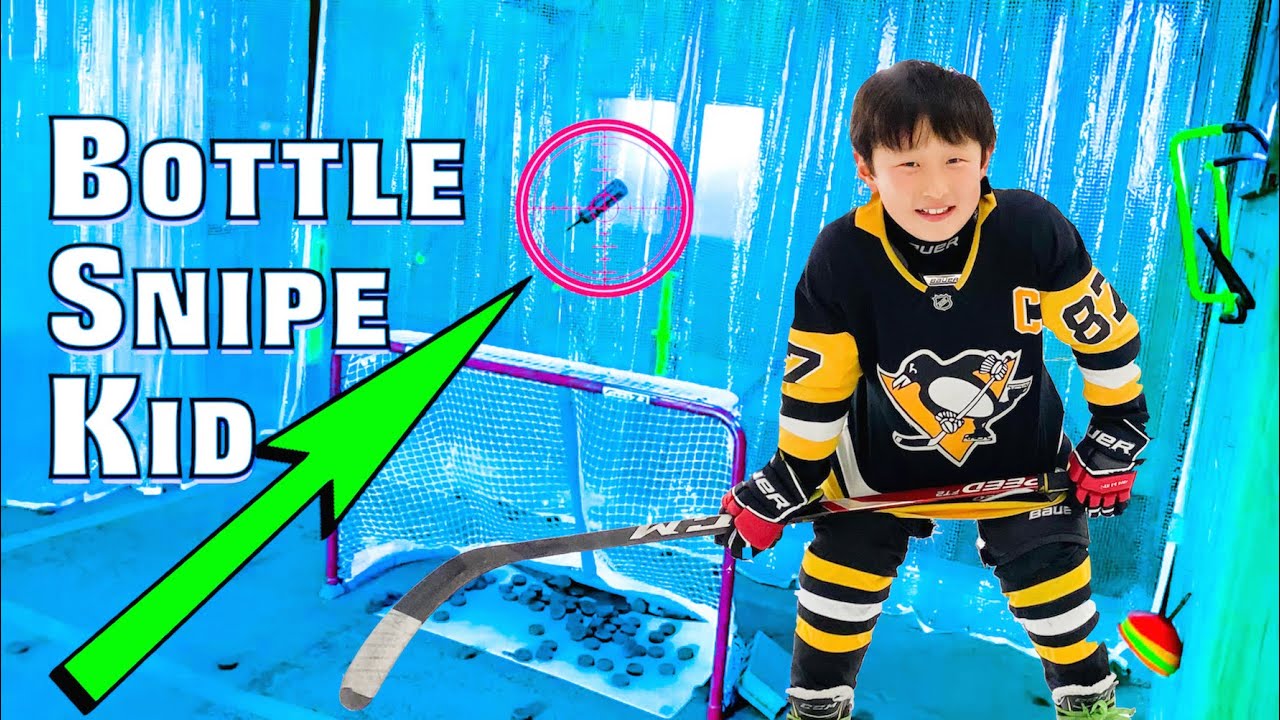Water Bottle Pop Insane Hockey Trick Shot Snipe Challenge YouTube