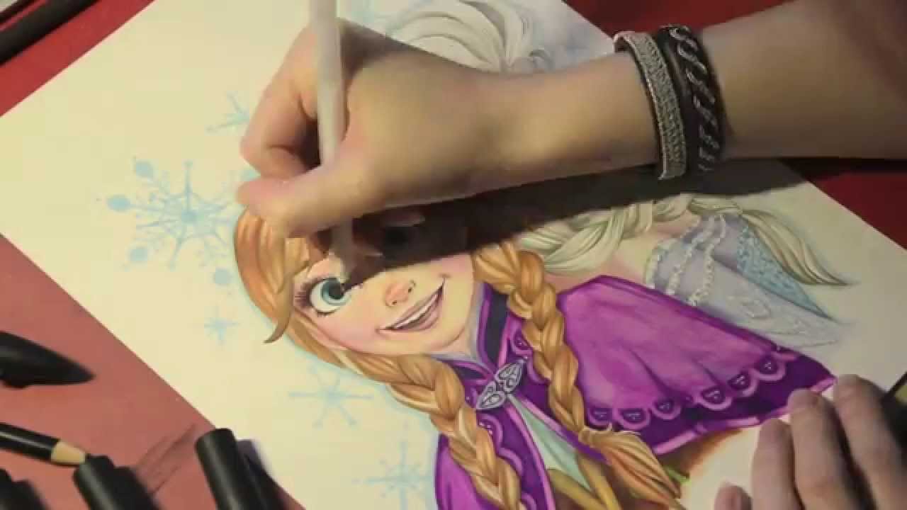Speed Drawing ANNA and ELSA - Disney's Frozen