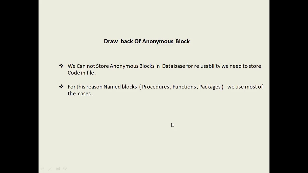 PLSQL Class2 Anonymous block Drawbacks - YouTube