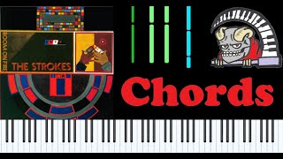 Video thumbnail of "The Strokes - " 12:51 " Piano Chords Left Hand Only Midi Synthesia Tutorial Lesson Very Easy"