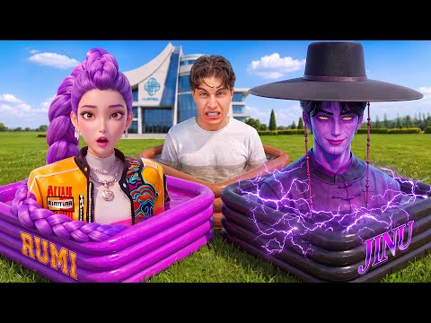I SURVIVED 24 HOURS IN THE K-POP DEMON HUNTERS' EVIL POOLS! Huntrix and Saje Boys😈