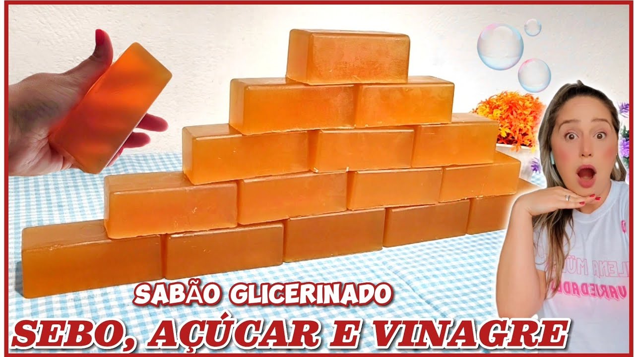 SABÃO GLICERINADO COM SEBO AÇÚCAR E VINAGRE -LIMPA TUDO ✨️ PANELAS, LOUÇAS E ROUPAS 😱