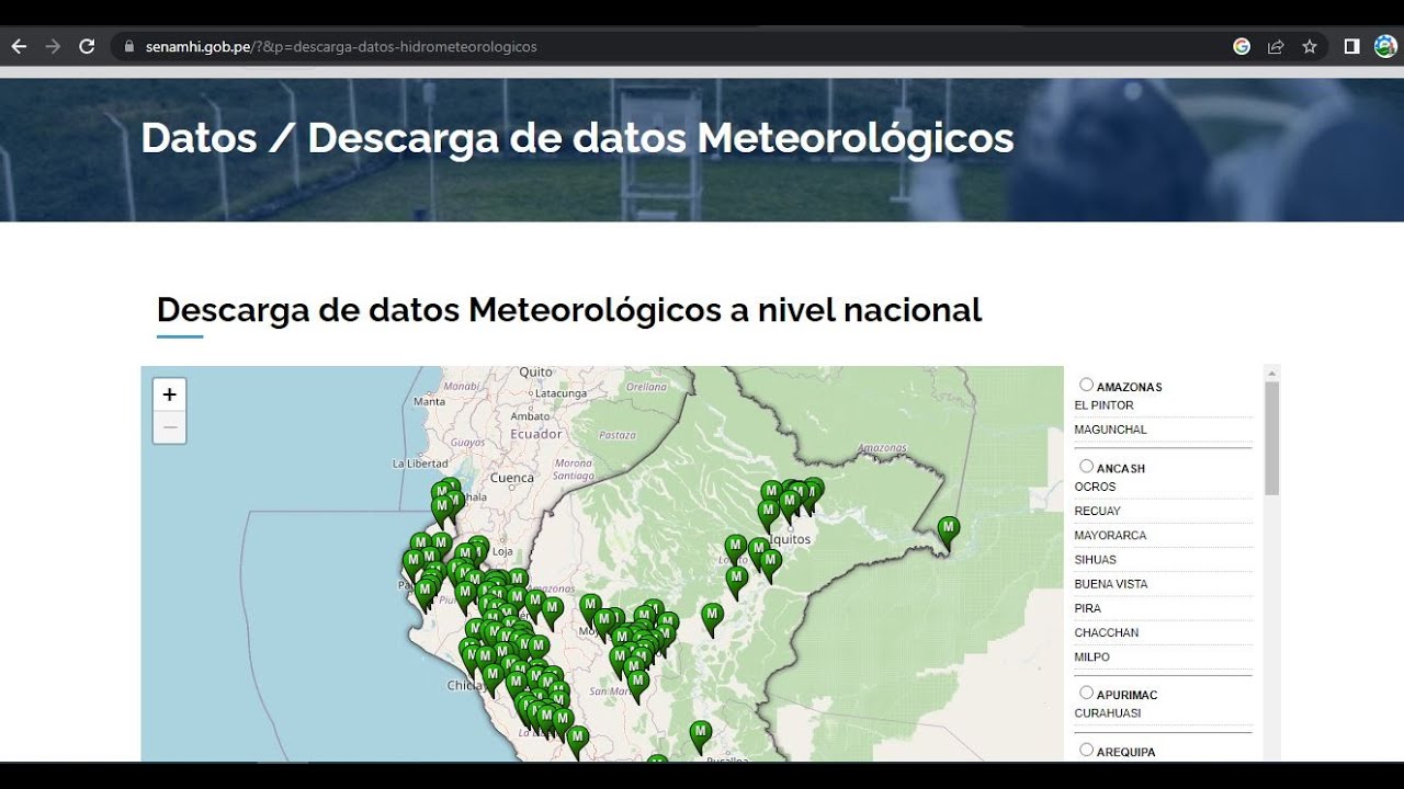 DESCARGAR DATOS METEOROLÓGICOS DEL SENAMHI PERÚ Y PROCESAR EN EXCEL