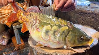 Wonderful Fish Cutting Alive Mirror Carp Fish Cutting Skills Live In Bangladesh Fish Market