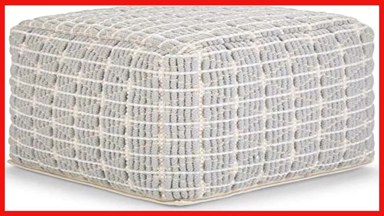 Pouf Carré Sommer SIMPLIHOME - Repose-pieds En Coton Tissé à La Main - Style Bohème