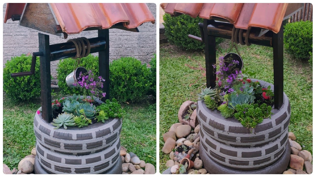 como fazer poço com pneus..😱Assista e faça o seu!!Passo à Passo.