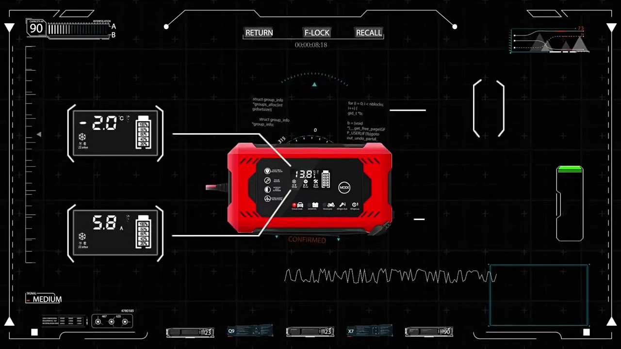 EAFC 12V 24V 10A Car Battery Charger 8A 6A Full Smart Charger Pulse Repair LCD Display