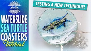 Using Waterslide Paper to DIY Create Sea Turtle Coasters with Ocean Waves Tutorial