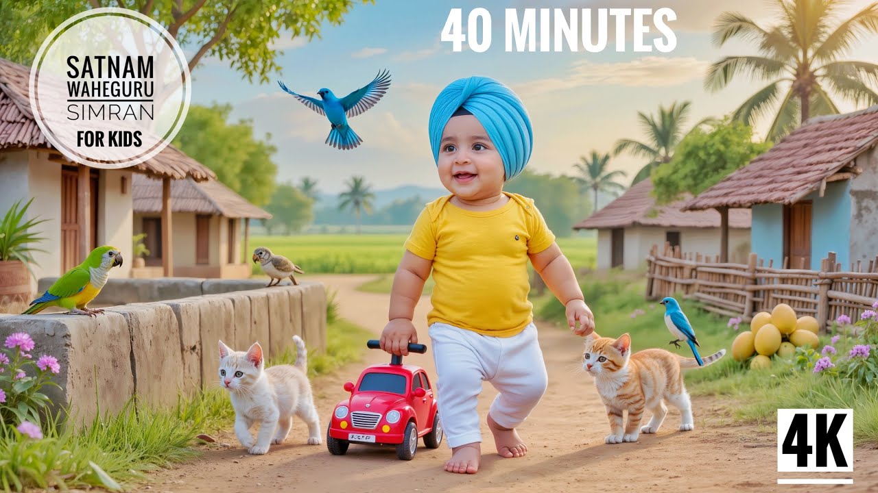 Satnam Waheguru Simran 🌙 | Soft & Peaceful Gurbani Sleep Music for Babies & Kids | 40 Min