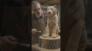 Master Craftsman Creates an Incredible Tiger from Wood 🐅🪵🔥#halo#viralshortsvideo#shorts
