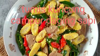 resep  tumis jagung muda campur daging sapi (masakan taiwan )vlog tkw taiwan,