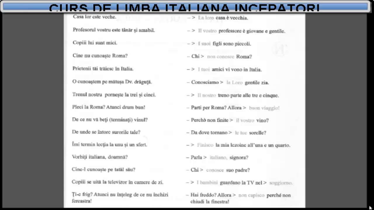 Invață Italiana Online Curs Incepatori Tema Dictionar Lectia