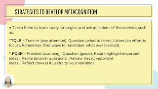 Facilitating Learning: A Meta-cognitive Process