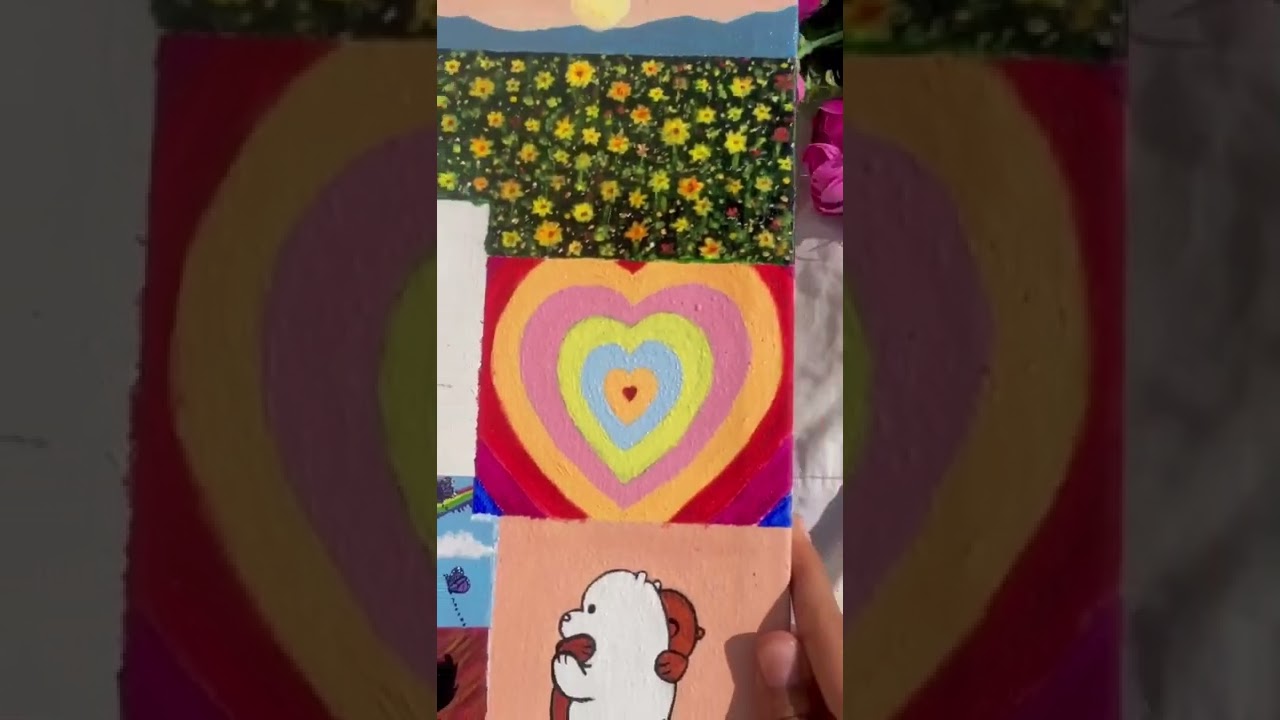 Colourful heart | Acrylic Painting on canvas Idea | 