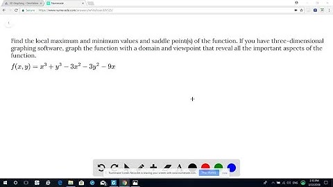 Find the local maximum and minimum values and saddle point(s) of the function. If you have three-di…