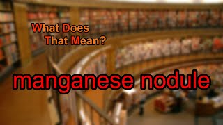 What does manganese nodule mean?