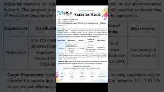 Ipca Laboratories Walk-In Interview 2026 | Freshers Hiring | Pharma Production Jobs | Stipend