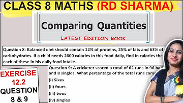 RD Sharma Class 8 Exercise 12.2 Question 8 & 9 Solution | Chapter 12 Comparing Quantities