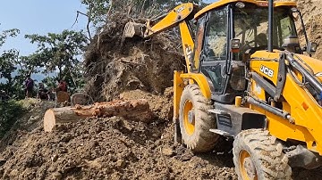 Removing Giant Tree-Root, Landslide from Mid Road