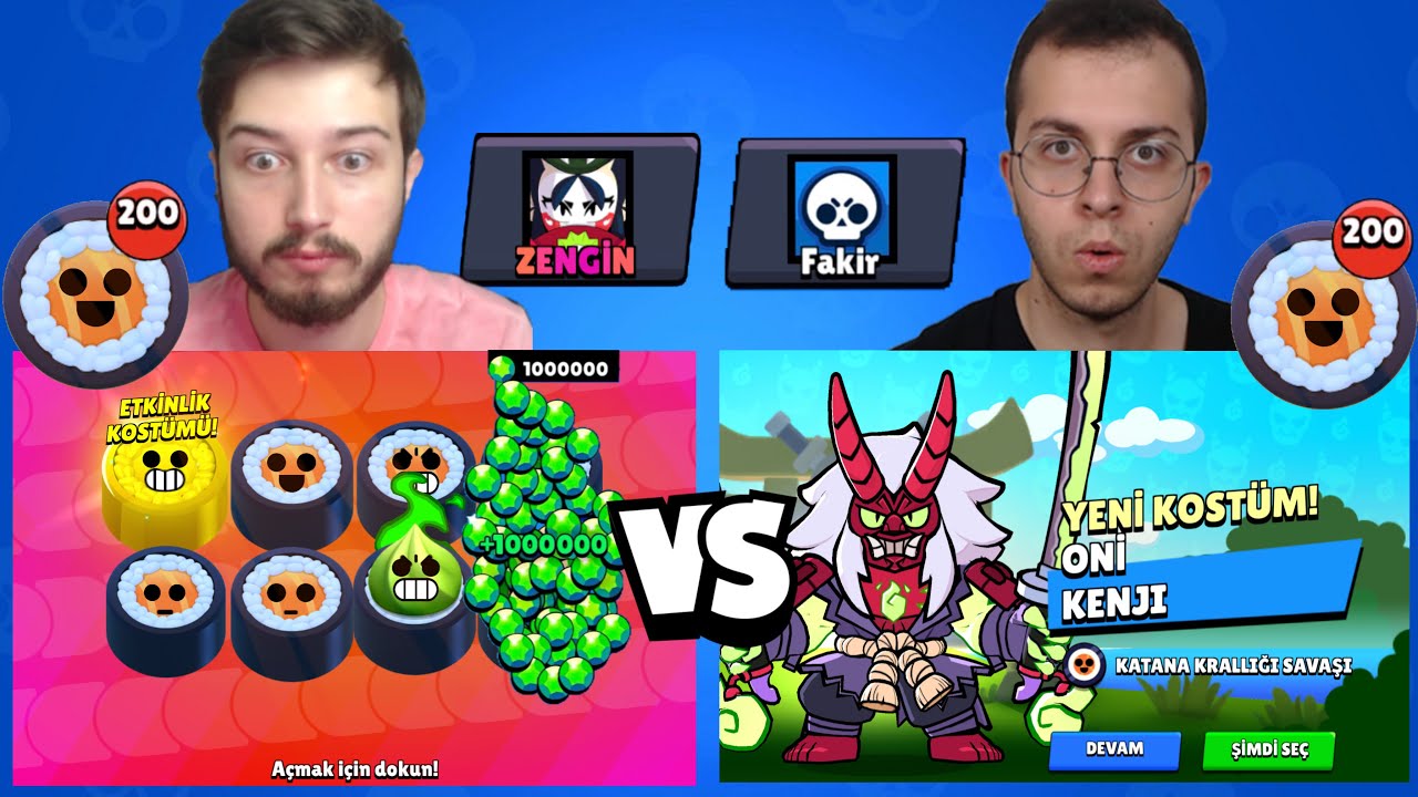 ZENGİN VS FAKİR HESAP (400 SUŞİ AÇILIMI) !! BRAWL STARS