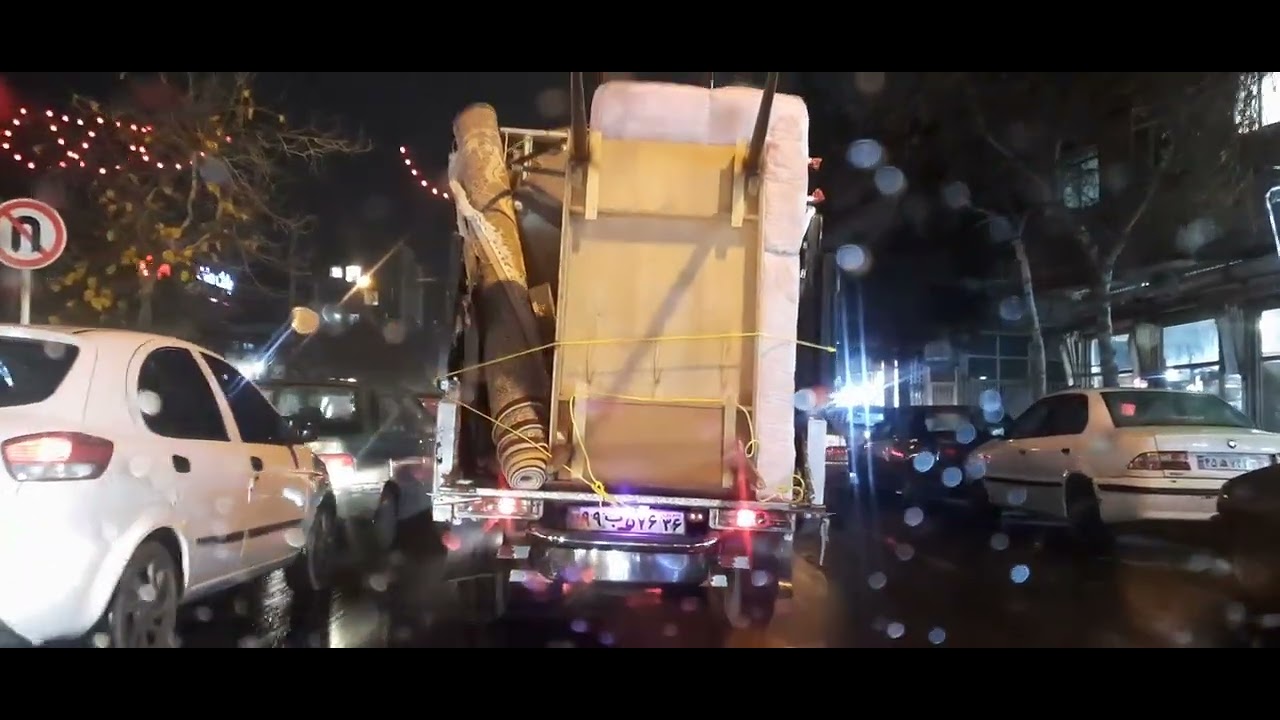 MIDNIGHT STREET RAIN DRIVE/ MASHHAD CITY DRIVING  . 4 WAY MEYDAN BAR TO IMAM HUSSEIN SQUARE .