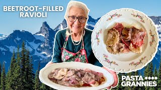 88yr old Chiara's buttery beetroot ravioli, called casunziei, from Northern Italy! | Pasta Grannies