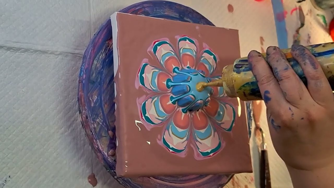 Reverse Flower Dip In Lovely Colours - Acrylic Pouring - Fluid Art