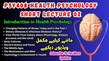PSY408 Health Psychology Short Lesson 02 | PSY408 Midterm & Finalterm Short Lectures | VU Course