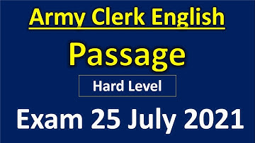 Army Clerk English | Passage | Passage Practice | Army Clerk Model Paper, Army Clerk English Class
