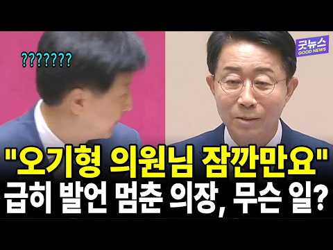 "오기형 의원님 잠깐만요" 급히 발언 멈춘 의장, 무슨 일?