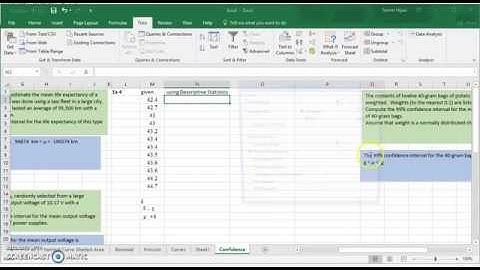 Finding Confidence Interval for the mean (large and small samples) in MS Excel 2016 (Office 365)