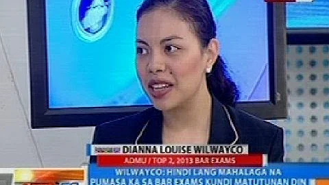 NTG:   Bar exams top 2 Dianna Louise Wilwayco, natakot malaman ang resulta ng test